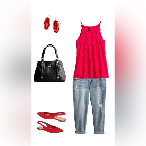 Red lace Fortune and Ivy top - Picture 5 of 9